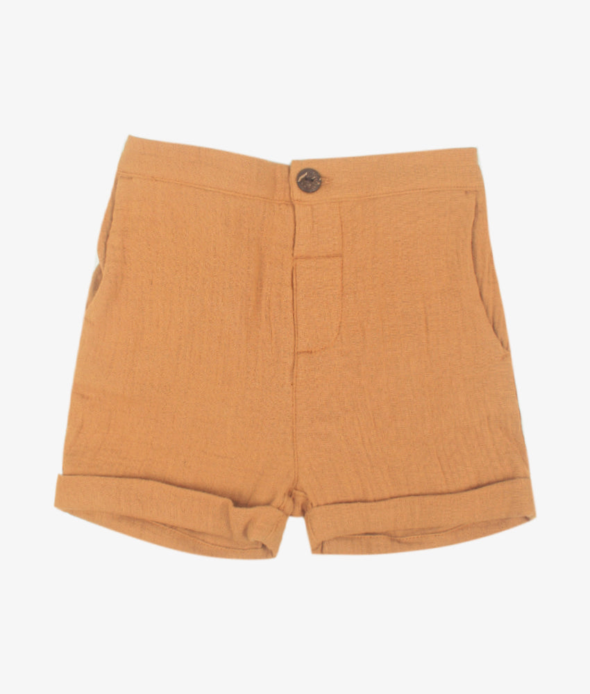 Elegant Smockers LK | Cotton Gauze Boys Shorts - Beige  - 6-9 Months | Sri Lanka 