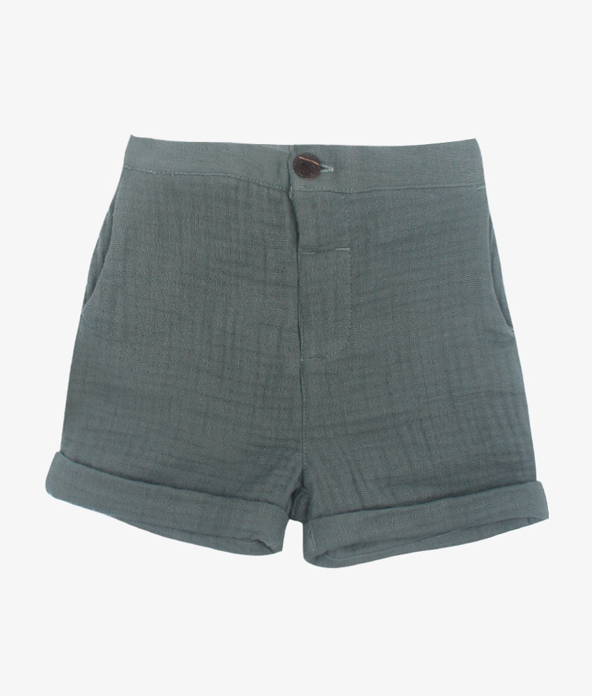 Elegant Smockers LK | Cotton Gauze Boys Shorts - Green - 6-9 Months | Sri Lanka 