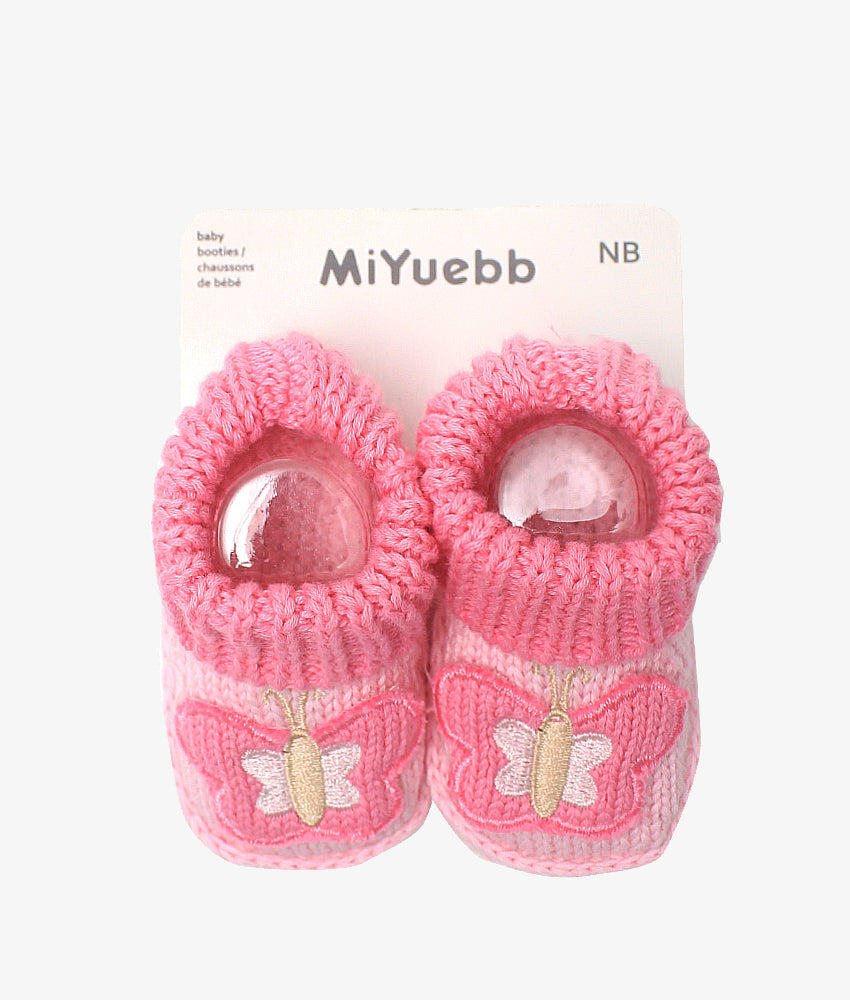Elegant Smockers LK | Cute Baby Booties - Pink Butterfly | Sri Lanka 