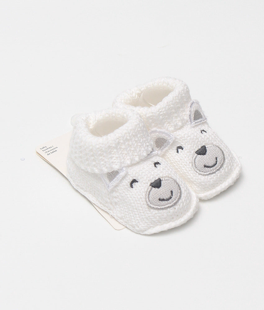 Elegant Smockers LK | Cute Baby Booties - White Bear | Sri Lanka 