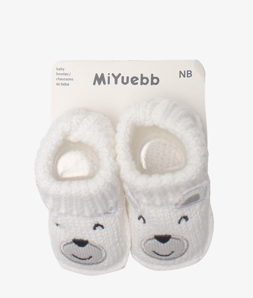 Elegant Smockers LK | Cute Baby Booties - White Bear | Sri Lanka 