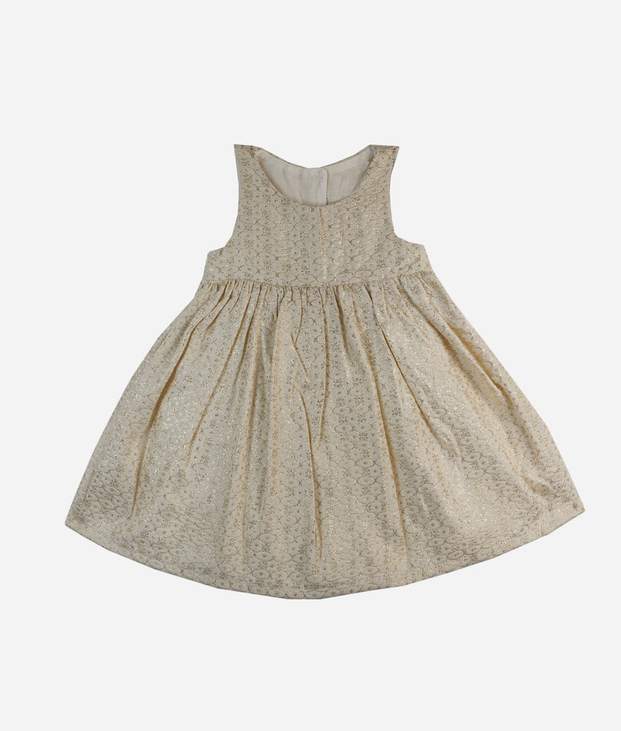 Elegant Smockers LK | Dull Gold Sleeveless Fit and Flare Baby Dress | Sri Lanka 