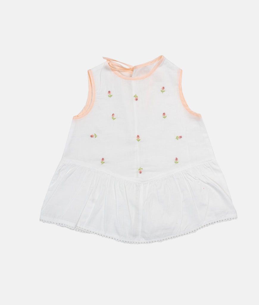 Elegant Smockers LK | Elly Baby Shirt - Peach Roses Embroidery | Sri Lanka 