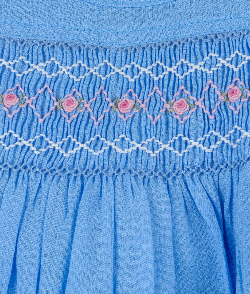 Elegant Smockers LK | Emma Sky Blue Smocked Baby Dress | Sri Lanka 