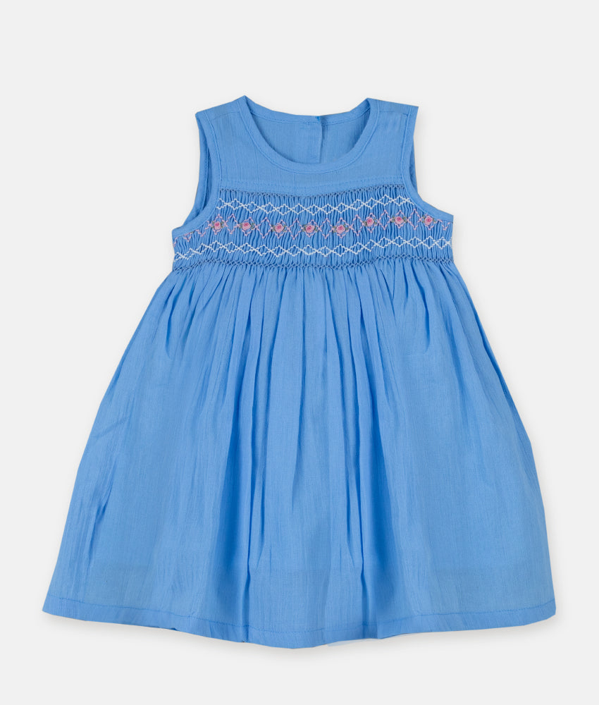 Elegant Smockers LK | Emma Sky Blue Smocked Baby Dress | Sri Lanka 
