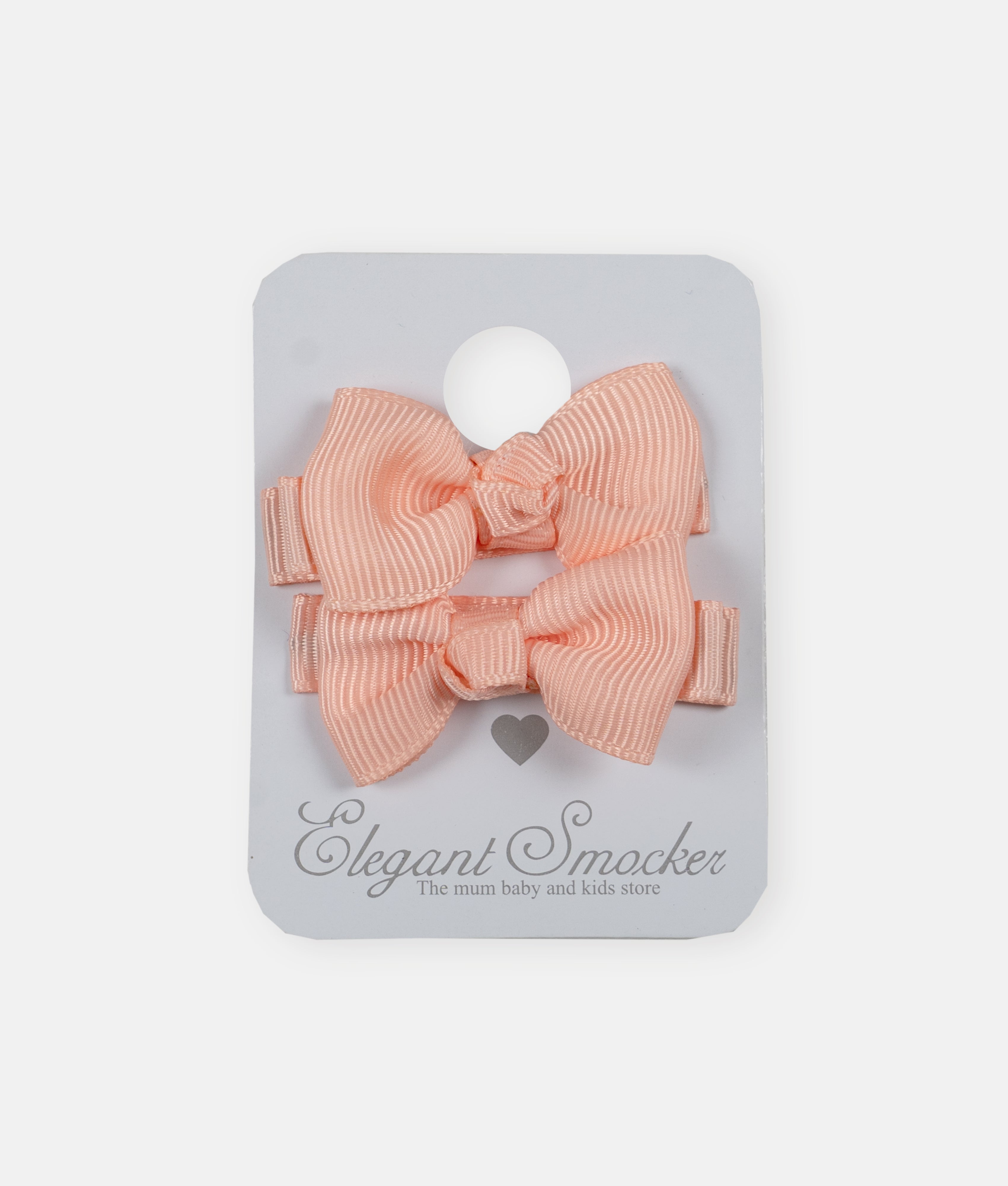 Elegant Smockers LK | Girls' 2pcs Bow Hair Clips - Peach | Sri Lanka 
