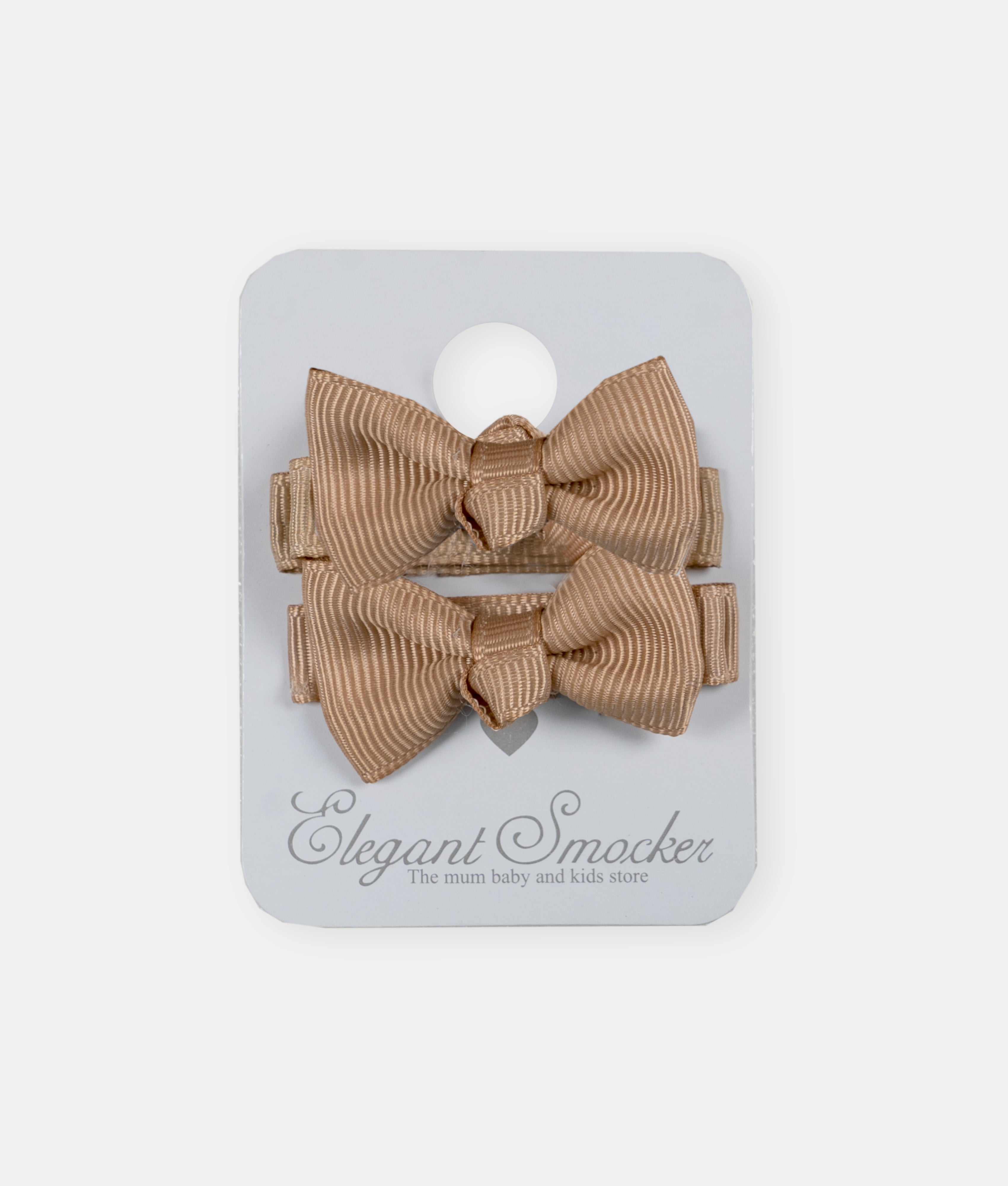 Elegant Smockers LK | Girls' 2pcs Bow Hair Clips - Wood Brown | Sri Lanka 