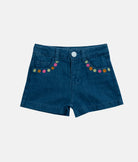 Elegant Smockers LK | Girls Casual Denim Shorts - Flower Pockets | Sri Lanka 