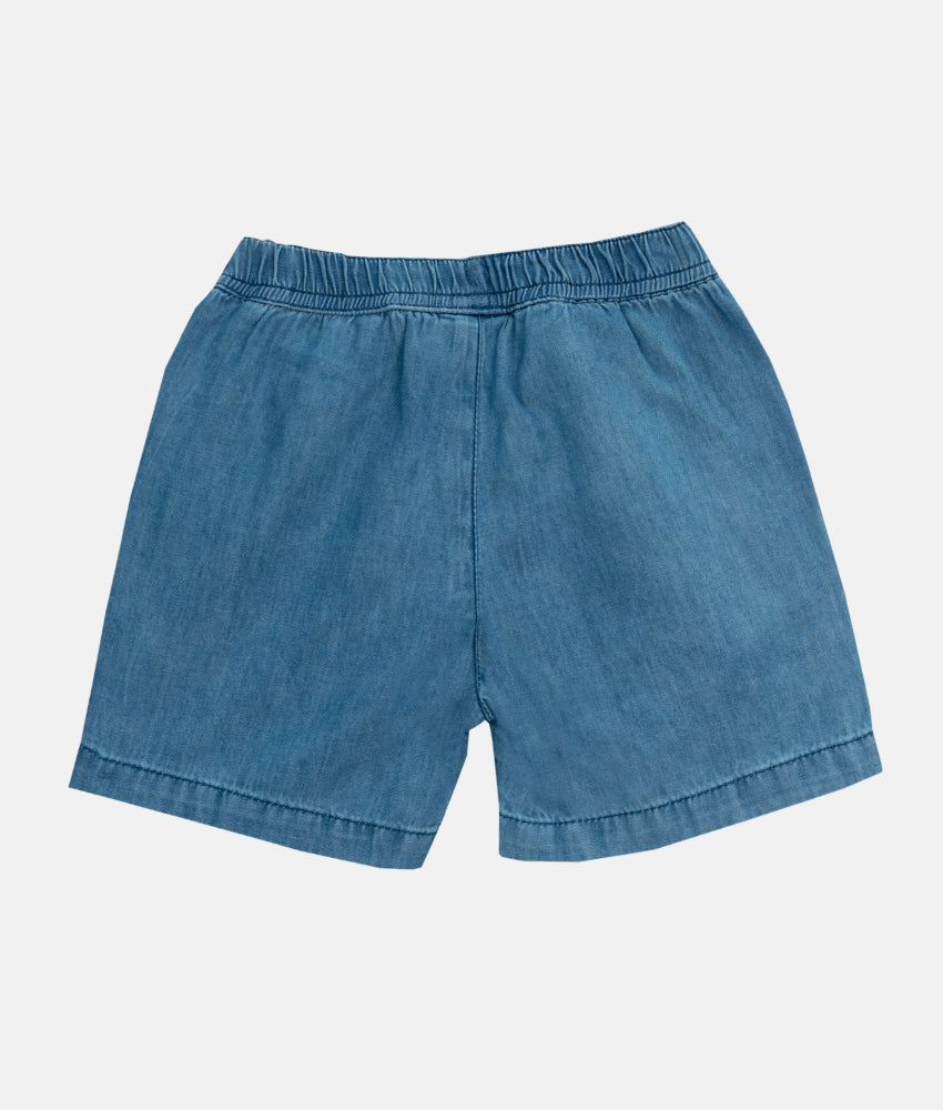 Elegant Smockers LK | Girls Casual Denim Shorts - Flower Pockets | Sri Lanka 