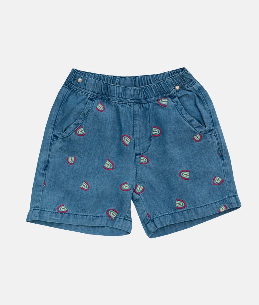 Elegant Smockers LK | Girls Casual Denim Shorts - Mini Rainbow | Sri Lanka 