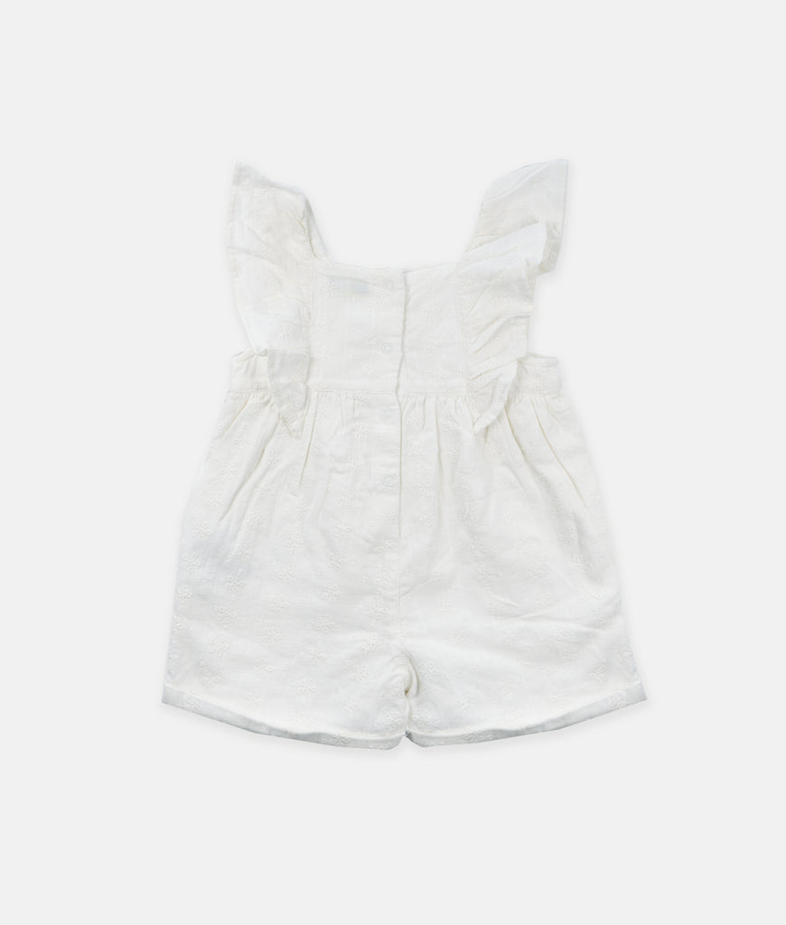 Elegant Smockers LK | Girls Cutwork Strap Play Suit - Ivory | Sri Lanka 