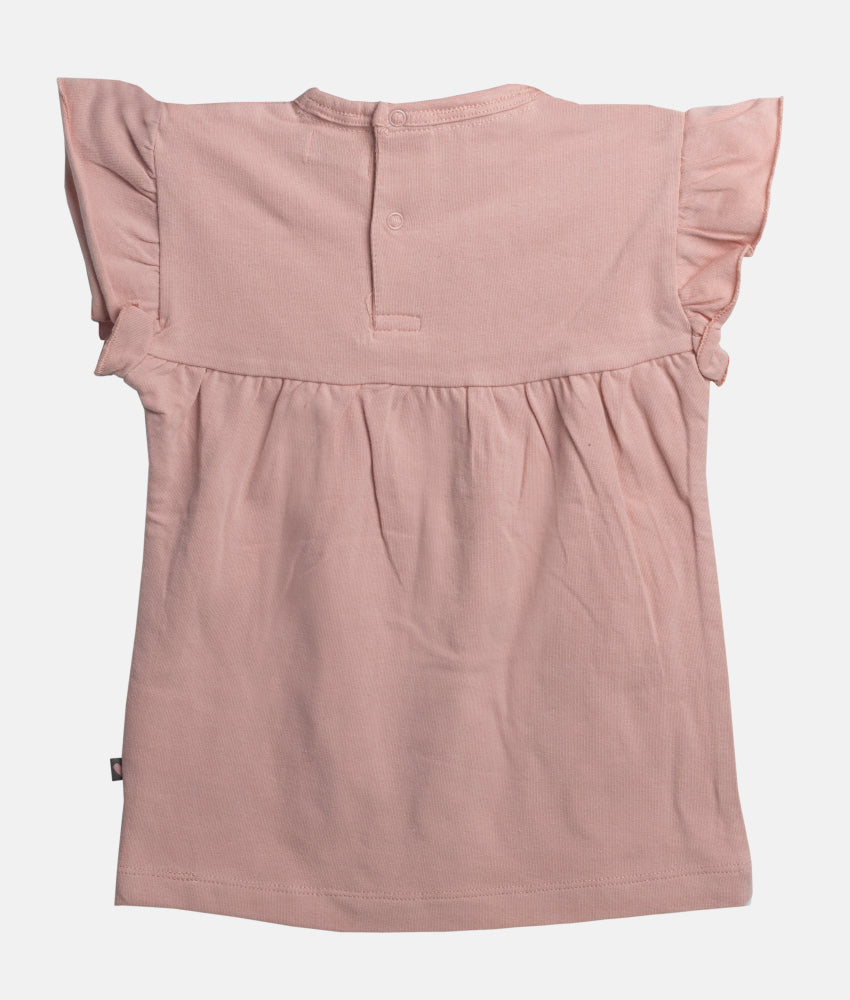 Elegant Smockers LK | Girls Flutter Sleeved T-shirt -Dusty Peach | Sri Lanka 
