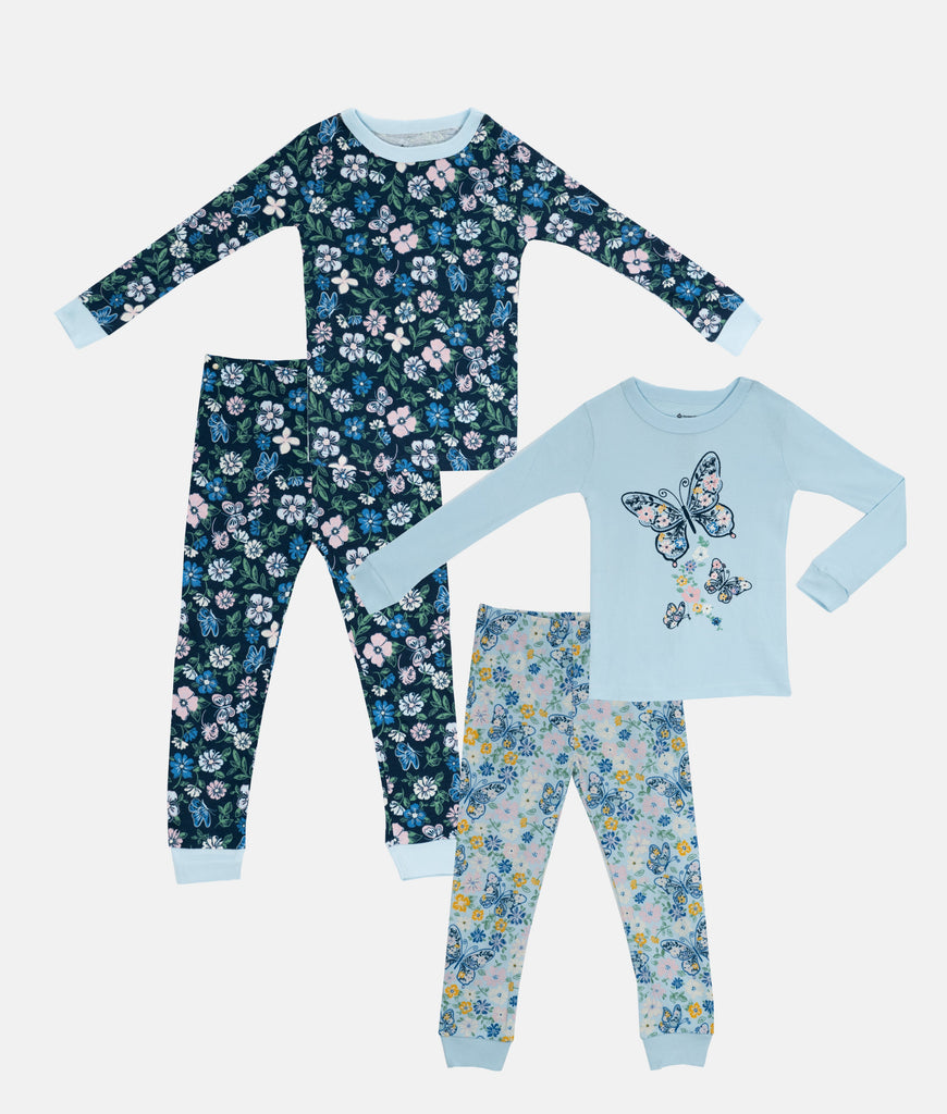 Elegant Smockers LK | Girls  Long-sleeved Pyjama Set - 4pcs - Blue | Sri Lanka 