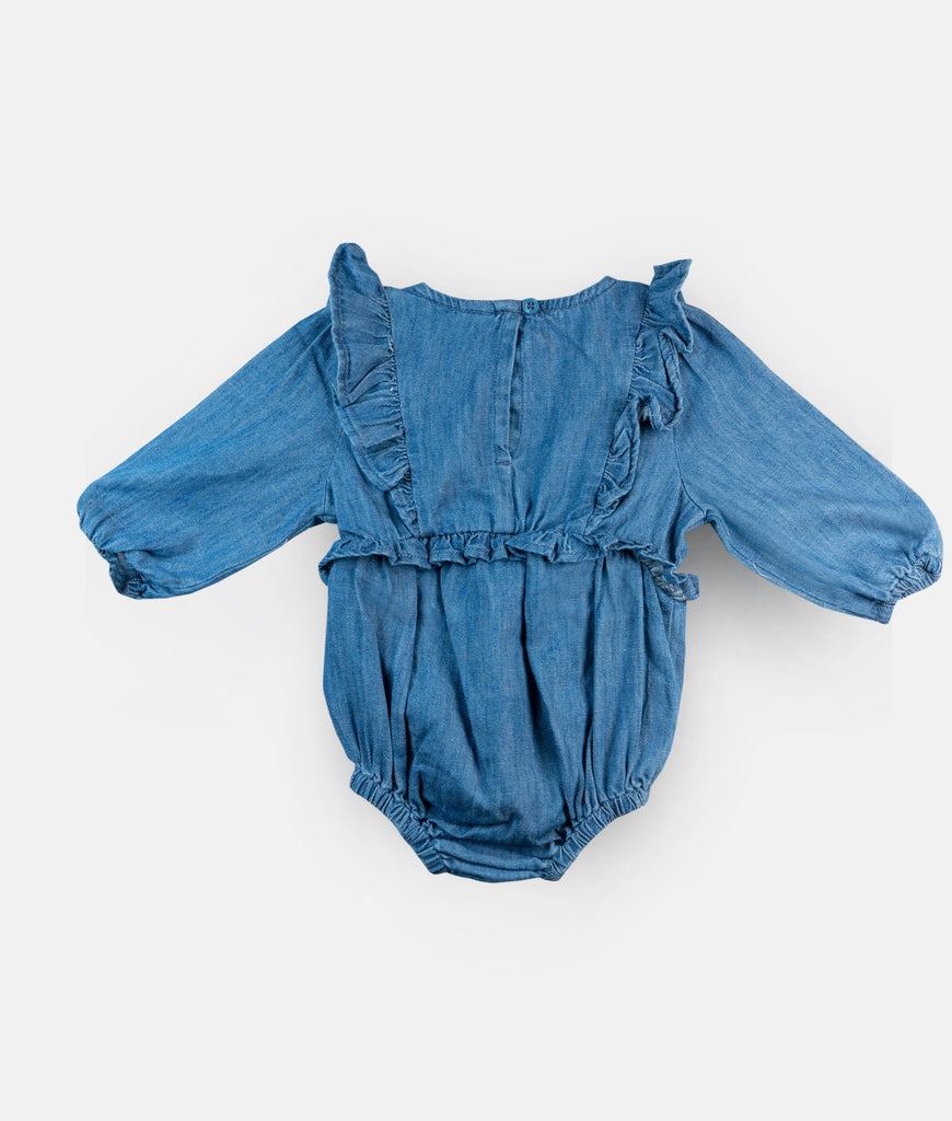 Elegant Smockers LK | Girls Long Sleeved Romper - Blue | Sri Lanka 