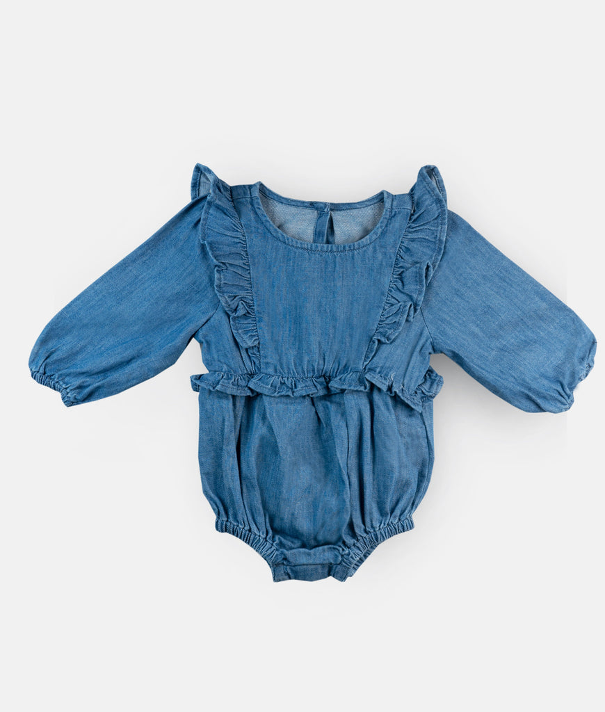 Elegant Smockers LK | Girls Long Sleeved Romper - Blue | Sri Lanka 