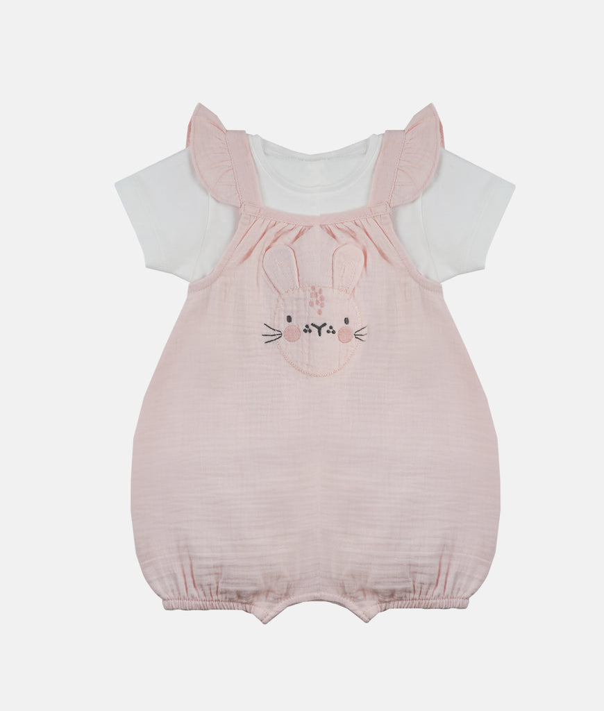 Elegant Smockers LK | Girls  Prairie Ruffle Jumpsuit Romper - Pink Rabbit | Sri Lanka 