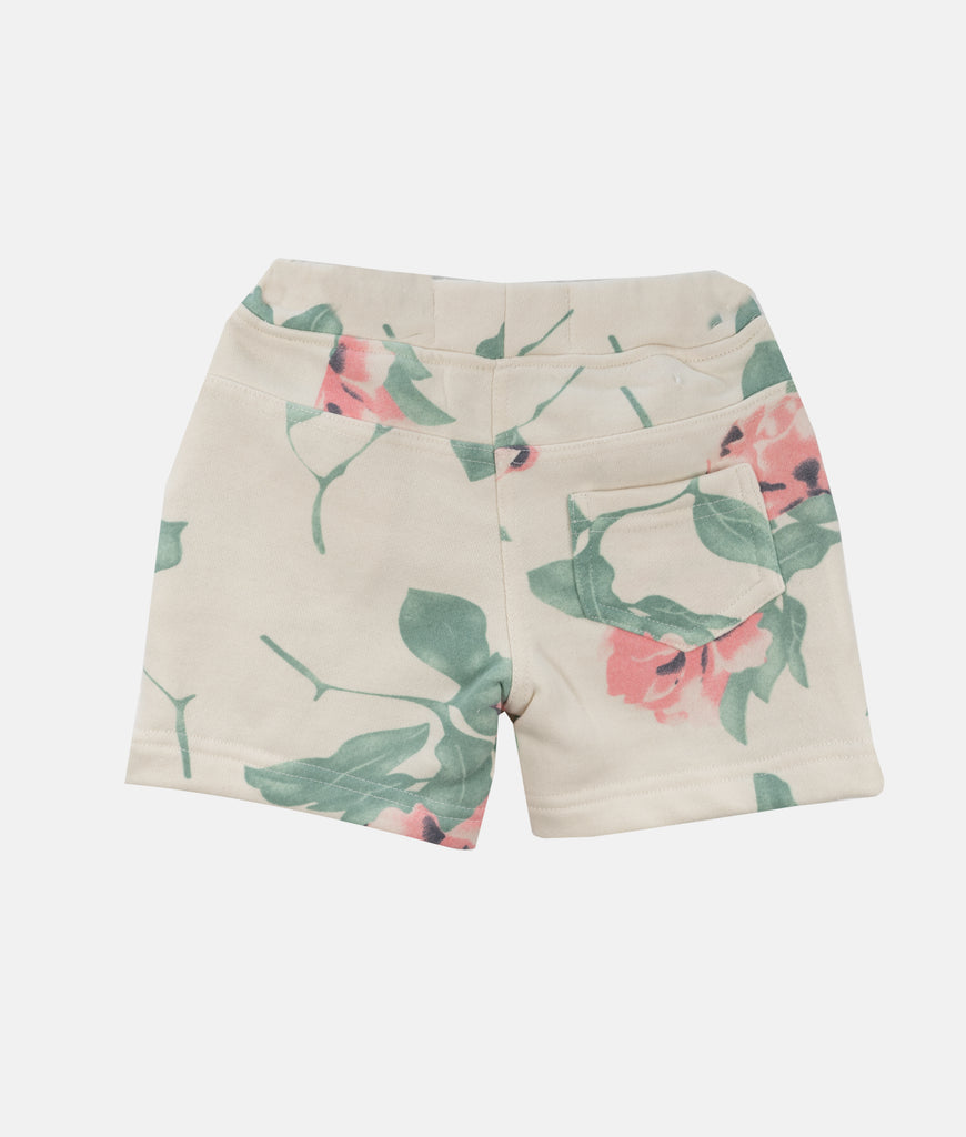 Elegant Smockers LK | Girls Sweat Shorts - Ivory Rose | Sri Lanka 