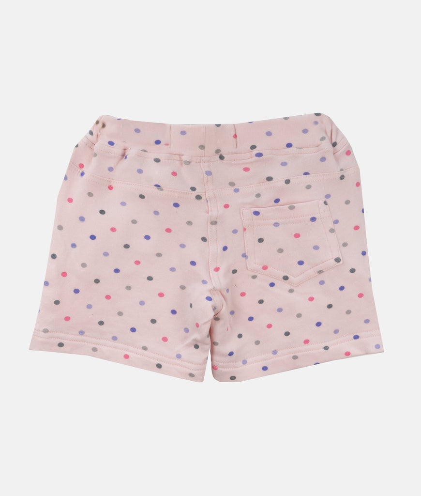 Elegant Smockers LK | Girls Sweat Shorts - Pink Dotted | Sri Lanka 