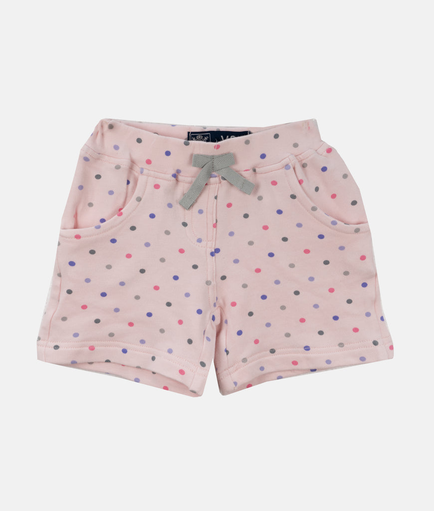 Elegant Smockers LK | Girls Sweat Shorts - Pink Dotted | Sri Lanka 