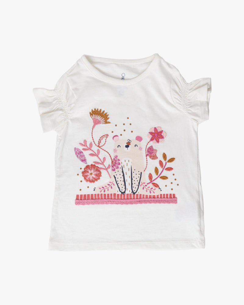 Elegant Smockers LK | Girls T- shirt -Short Sleeved- Pink Bear | Sri Lanka 