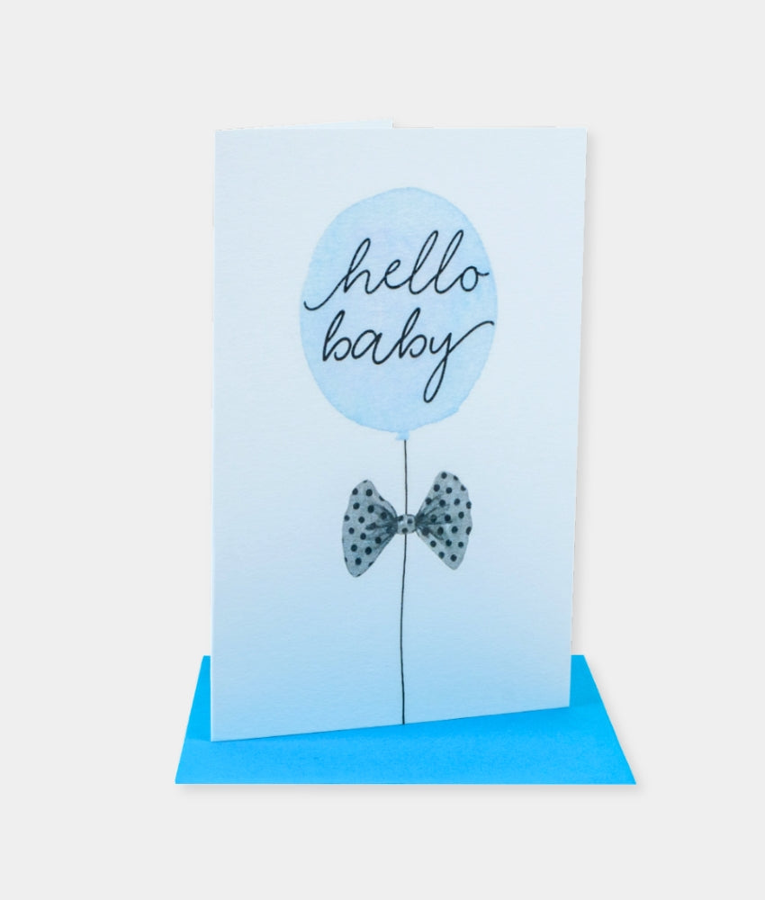 Elegant Smockers LK | Greeting Card - Hello Baby Balloon (Blue) | Sri Lanka 