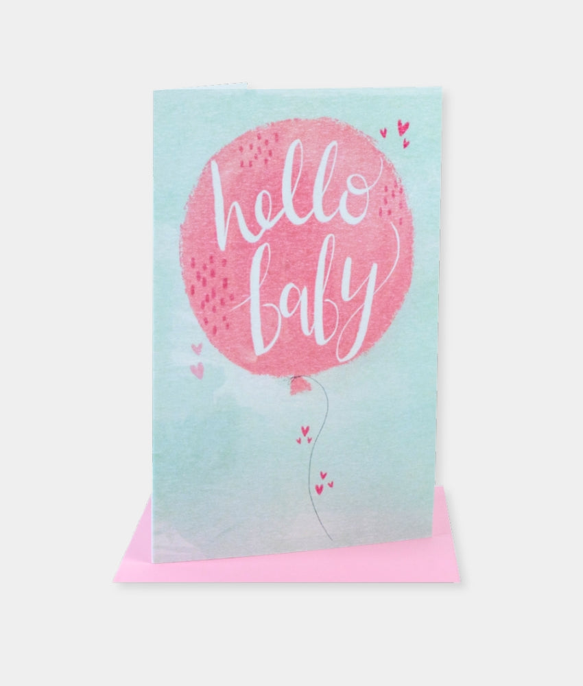 Elegant Smockers LK | Greeting Card - Hello Baby Pink Hearts | Sri Lanka 