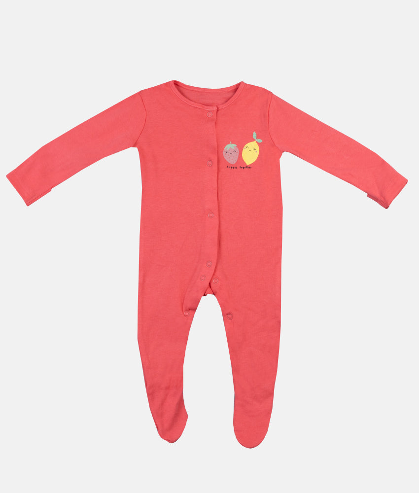Elegant Smockers LK | Hot Pink Baby Sleep Suits - Strawberry Lemon Print | Sri Lanka 