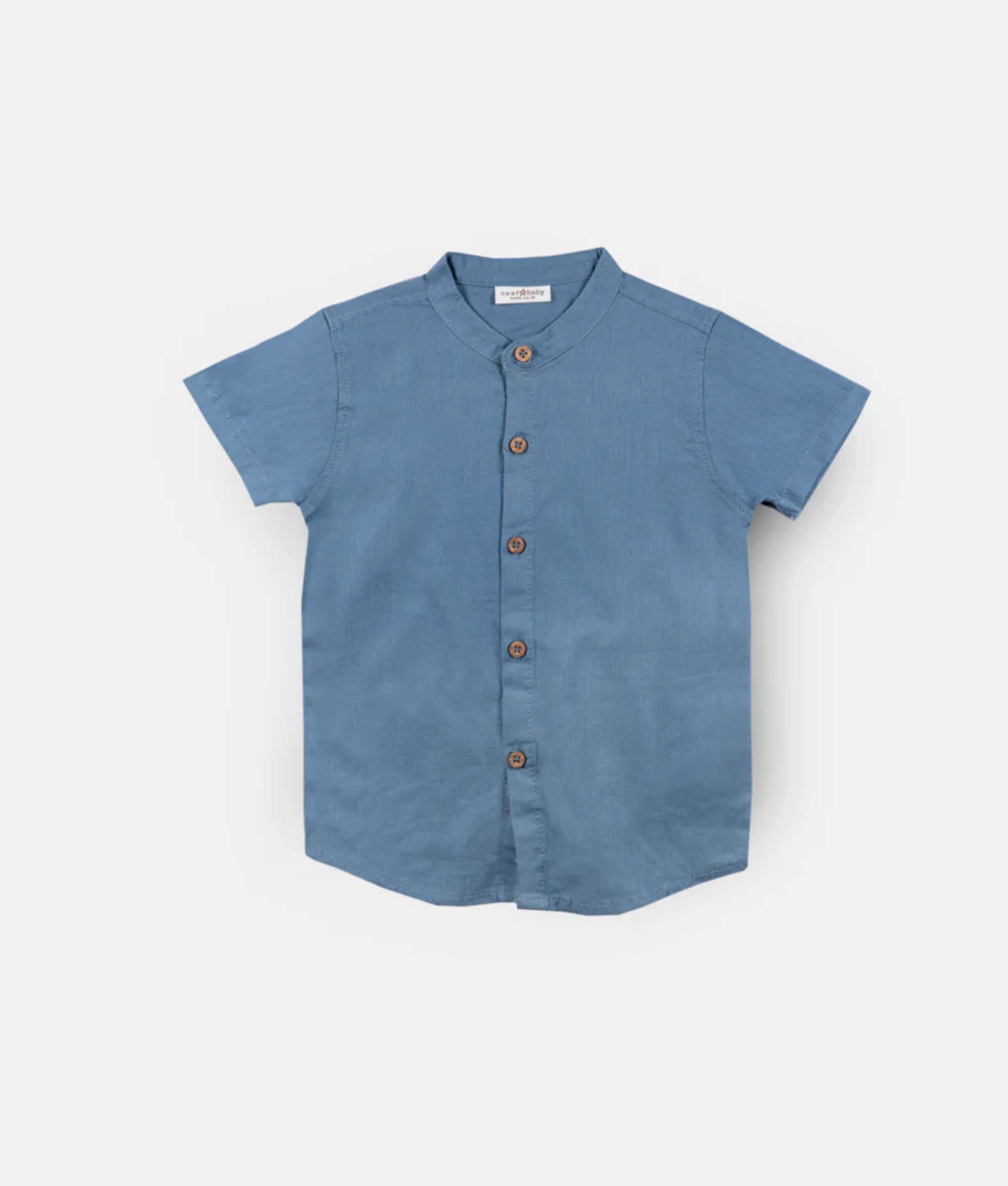 Elegant Smockers LK | Iceberg Blue Chinese Collar Short Sleeved Boys Shirt | Sri Lanka 