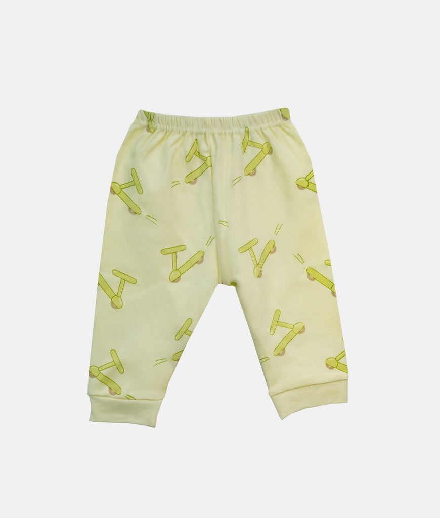 Elegant Smockers LK | Infant Sleepwear 2Pcs Set - Neon Yellow Ride with Daddy | Sri Lanka 