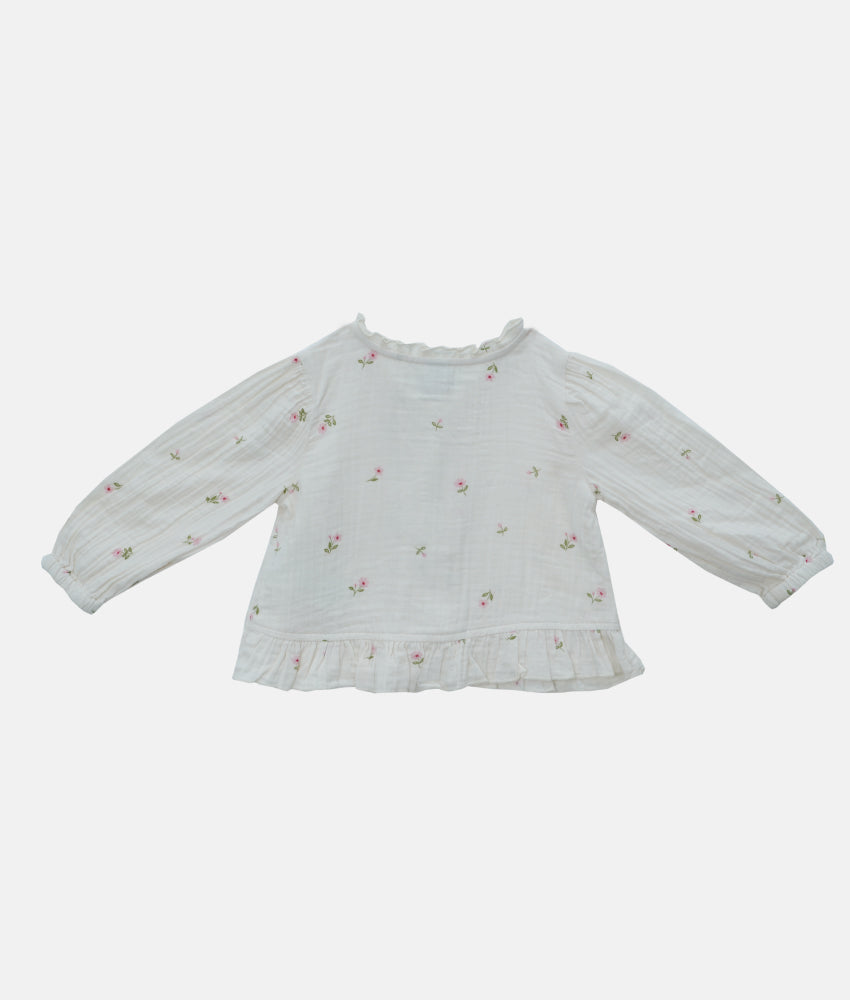 Elegant Smockers LK | Ivory Muslin Girls Long Sleeved Top | Sri Lanka 