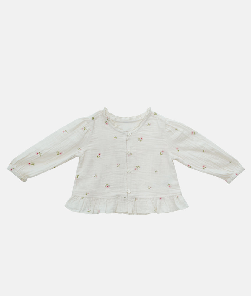 Elegant Smockers LK | Ivory Muslin Girls Long Sleeved Top | Sri Lanka 