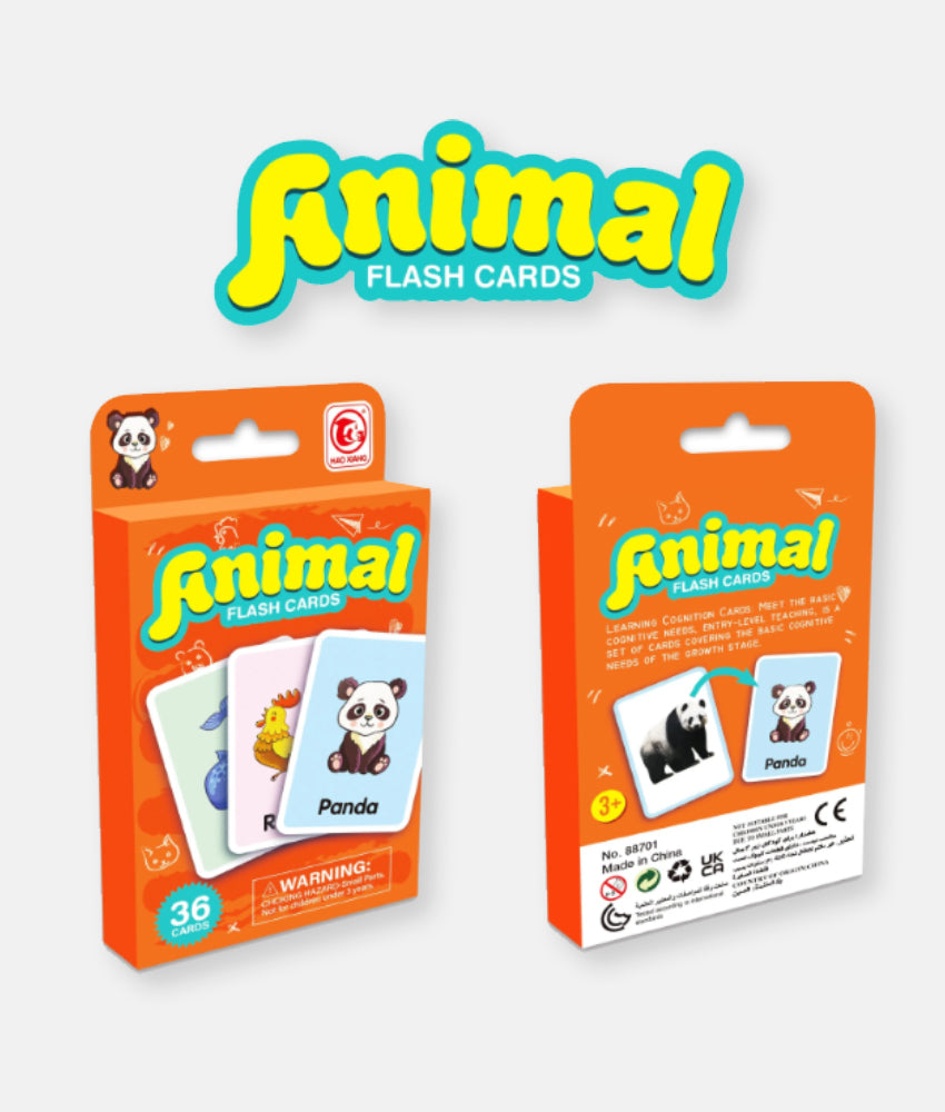 Elegant Smockers LK | Kids Animal Learning Flash Card Set - 36 Cards | Sri Lanka 