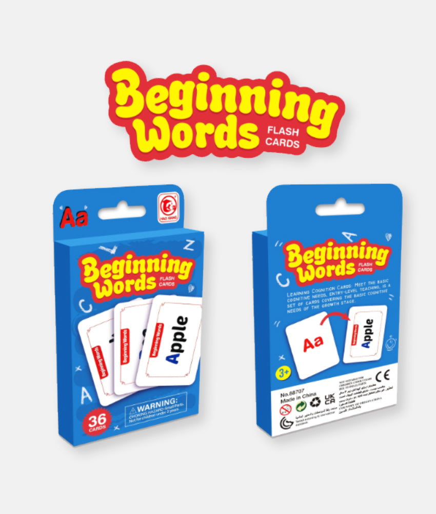 Elegant Smockers LK | Kids Beginning Words Learning Flash Card Set - 36 Cards | Sri Lanka 