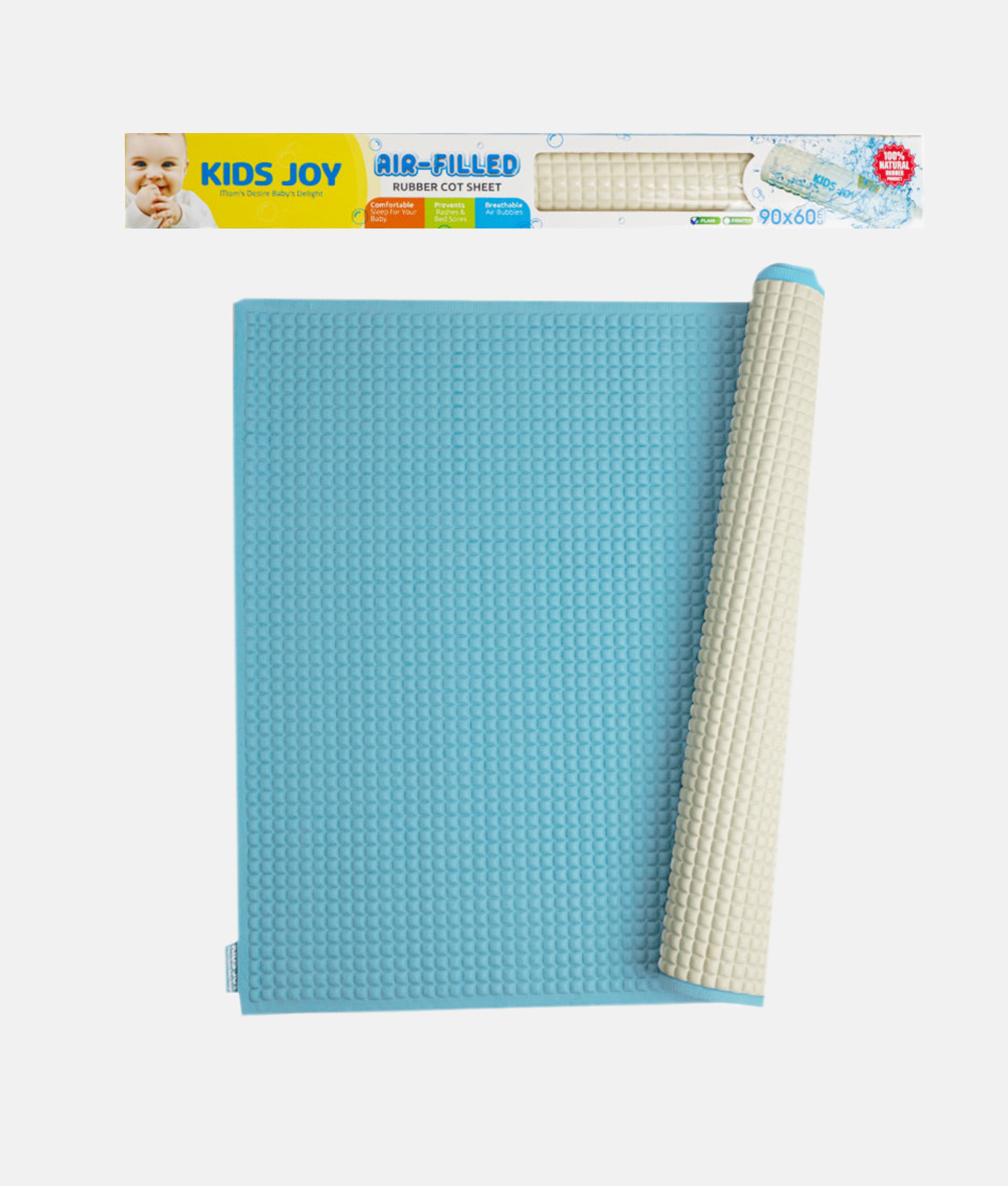 Elegant Smockers LK | KIDS JOY Rubber Cot Sheet - Blue | Sri Lanka 