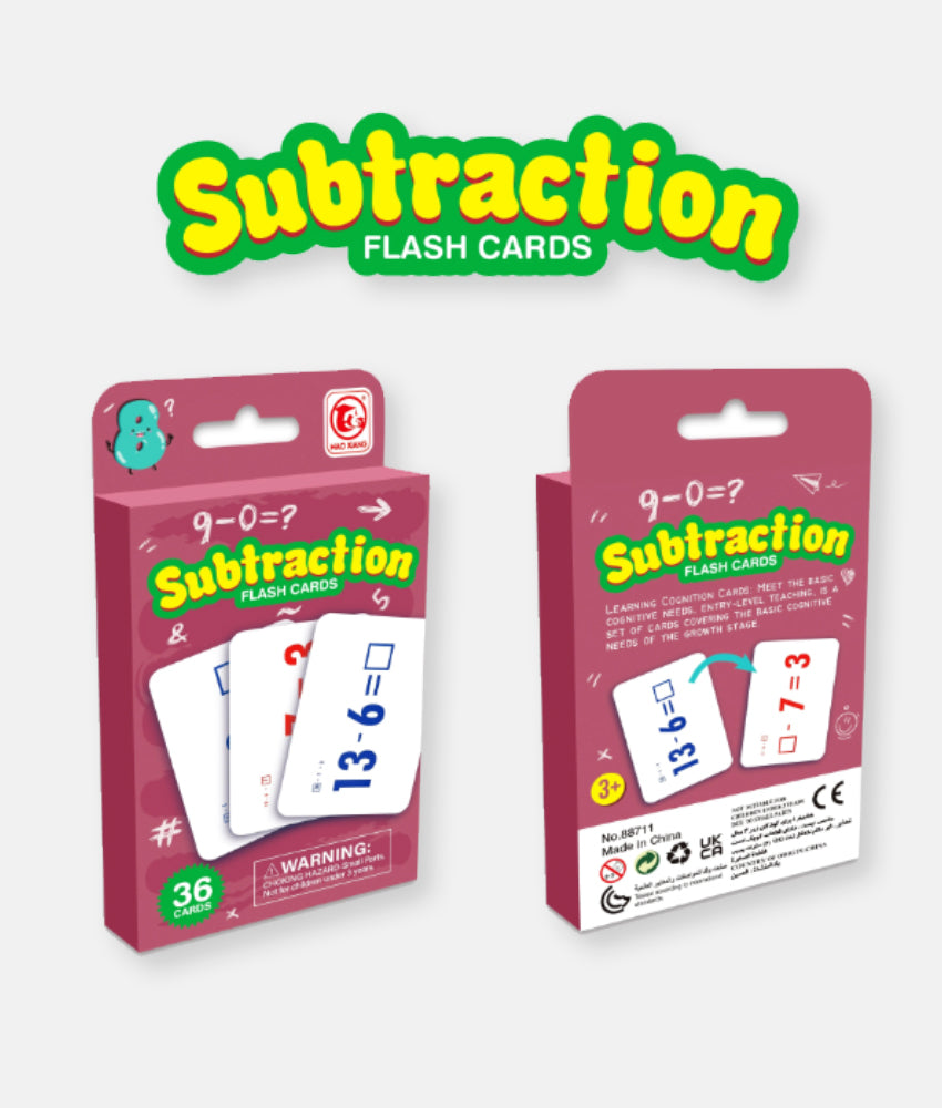 Elegant Smockers LK | Kids Subtraction Learning Flash Card Set - 36 Cards | Sri Lanka 