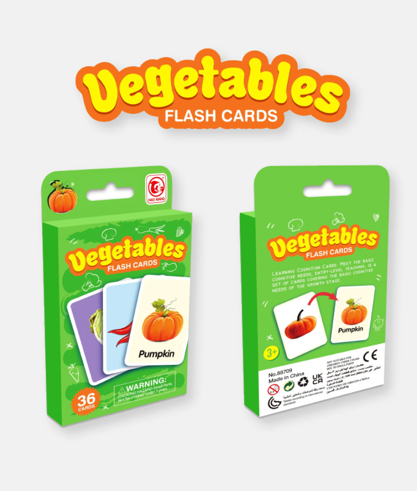 Elegant Smockers LK | Kids Vegetables Learning Flash Card Set - 36 Cards | Sri Lanka 