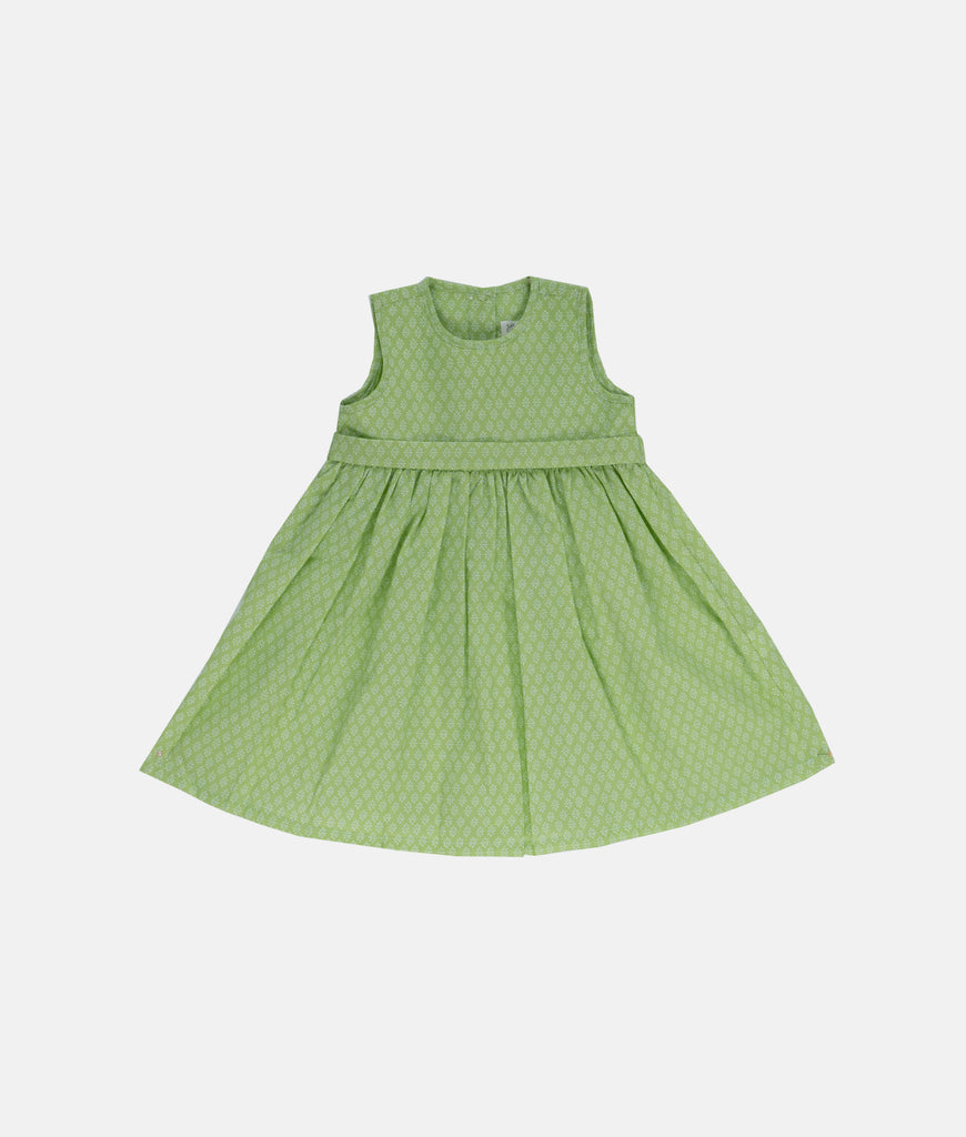 Elegant Smockers LK | Light Green Floral Fit and Flare Baby Dress | Sri Lanka 