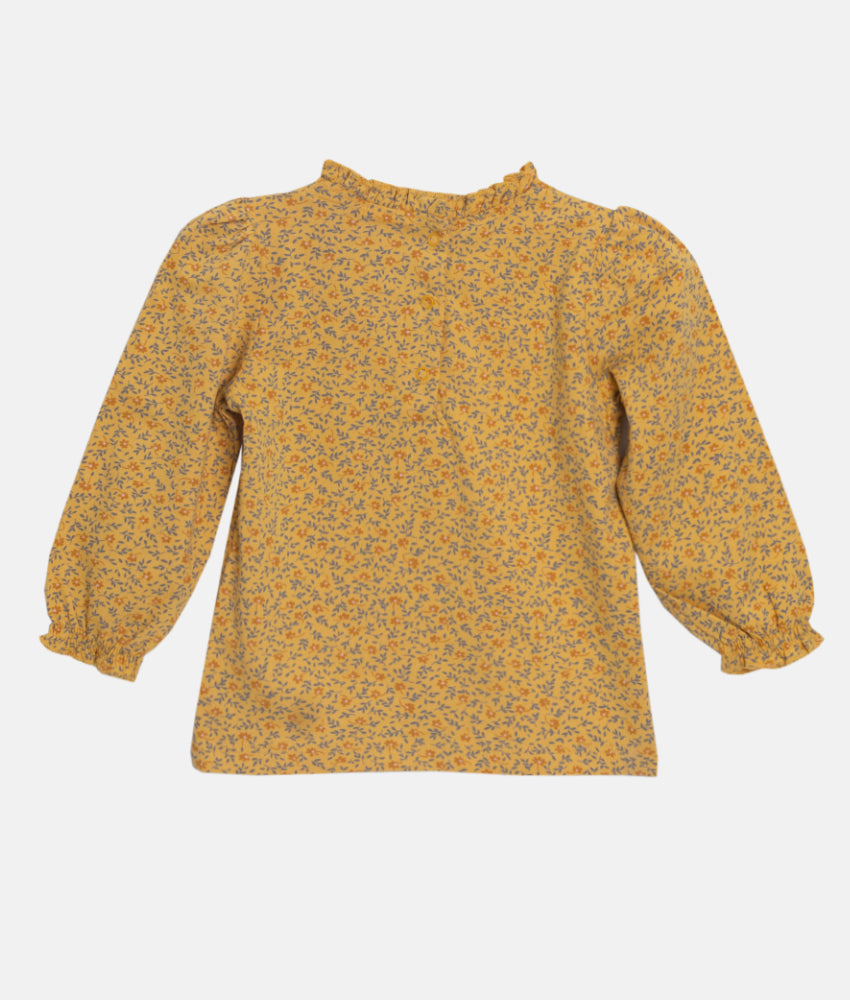 Elegant Smockers LK | Long Sleeved Girls T-Shirt -  Yellow Floral Print | Sri Lanka 