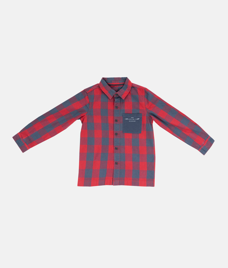 Elegant Smockers LK | Long Sleeved Red Checked Boys Shirt with T Shirt | Sri Lanka 