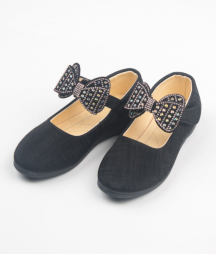 Elegant Smockers LK | Mary Jane Girl Party Shoes - Black Bow | Sri Lanka 