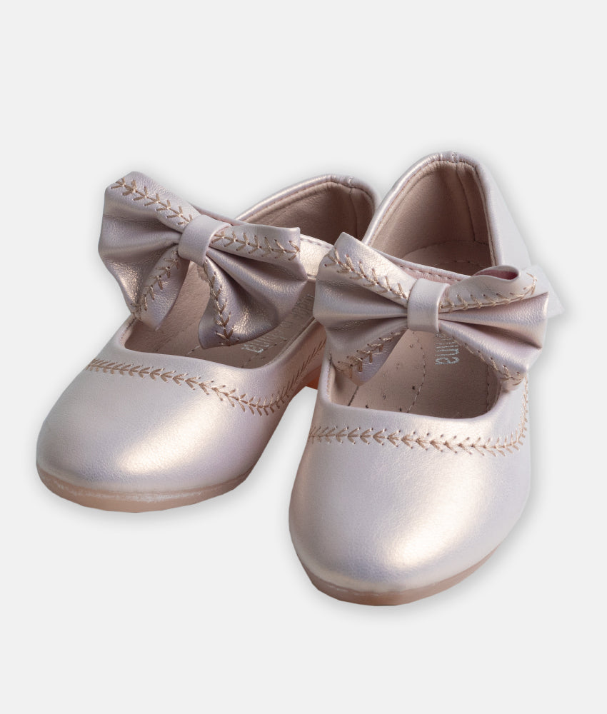 Elegant Smockers LK | Mary Jane Girl Shoes - Rose Gold Bow | Sri Lanka 