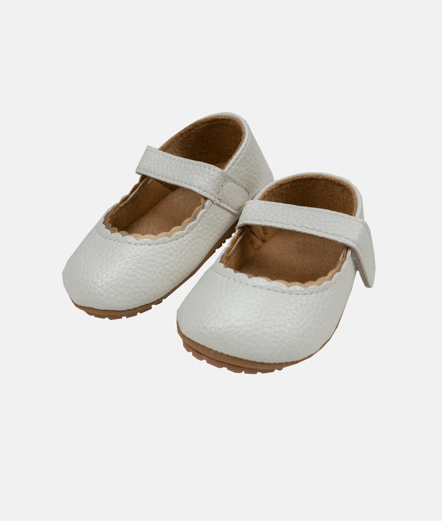 Elegant Smockers LK | Mary Jane Girls Ankle Buckle Shoes - Ivory | Sri Lanka 