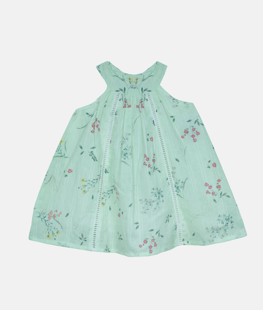 Elegant Smockers LK | Mint Green Floral Sleeveless Baby Dress | Sri Lanka 