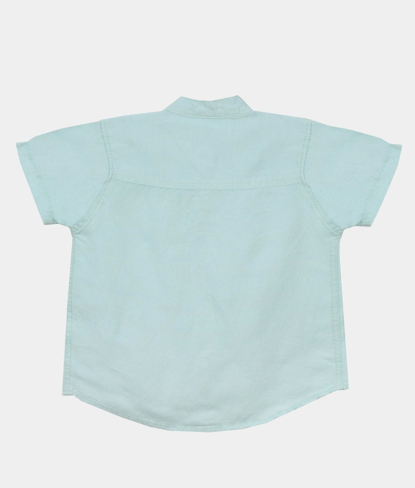 Elegant Smockers LK | Mint Short Sleeve Chinese Collar Boys Shirt | Sri Lanka 