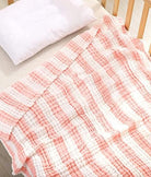 Elegant Smockers LK | Muslin Cotton 6 Layered Blanket - White Pink Stripes | Sri Lanka 