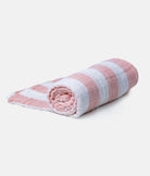 Elegant Smockers LK | Muslin Cotton 6 Layered Blanket - White Pink Stripes | Sri Lanka 