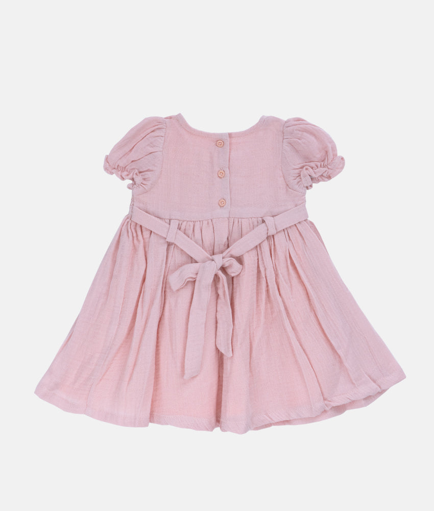 Elegant Smockers LK | Muslin Pastel Peach Puff Sleeved Smocked Baby  Dress | Sri Lanka 