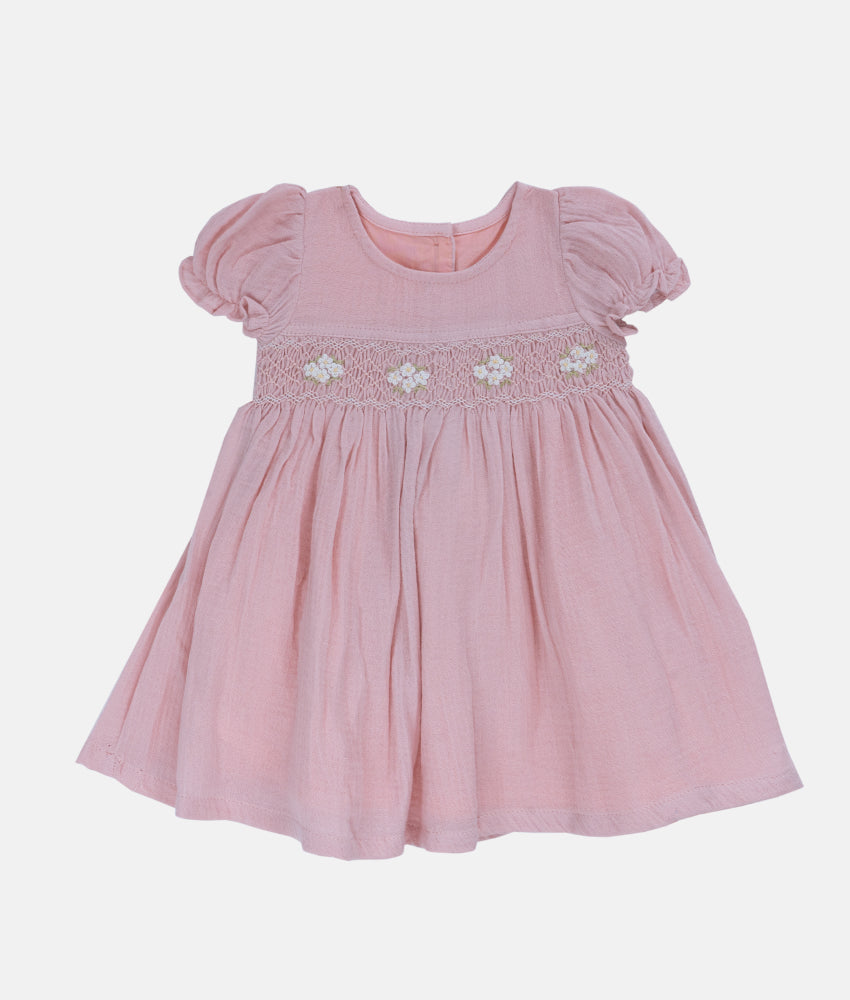 Elegant Smockers LK | Muslin Pastel Peach Puff Sleeved Smocked Baby  Dress | Sri Lanka 