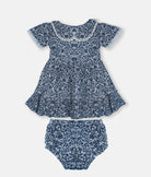 Elegant Smockers LK | Navy Blue Floral Flower Clipart  Girls Dress | Sri Lanka 