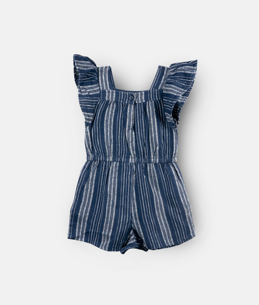 Elegant Smockers LK | Navy Blue Grey Stripes Girls Jumpsuit | Sri Lanka 